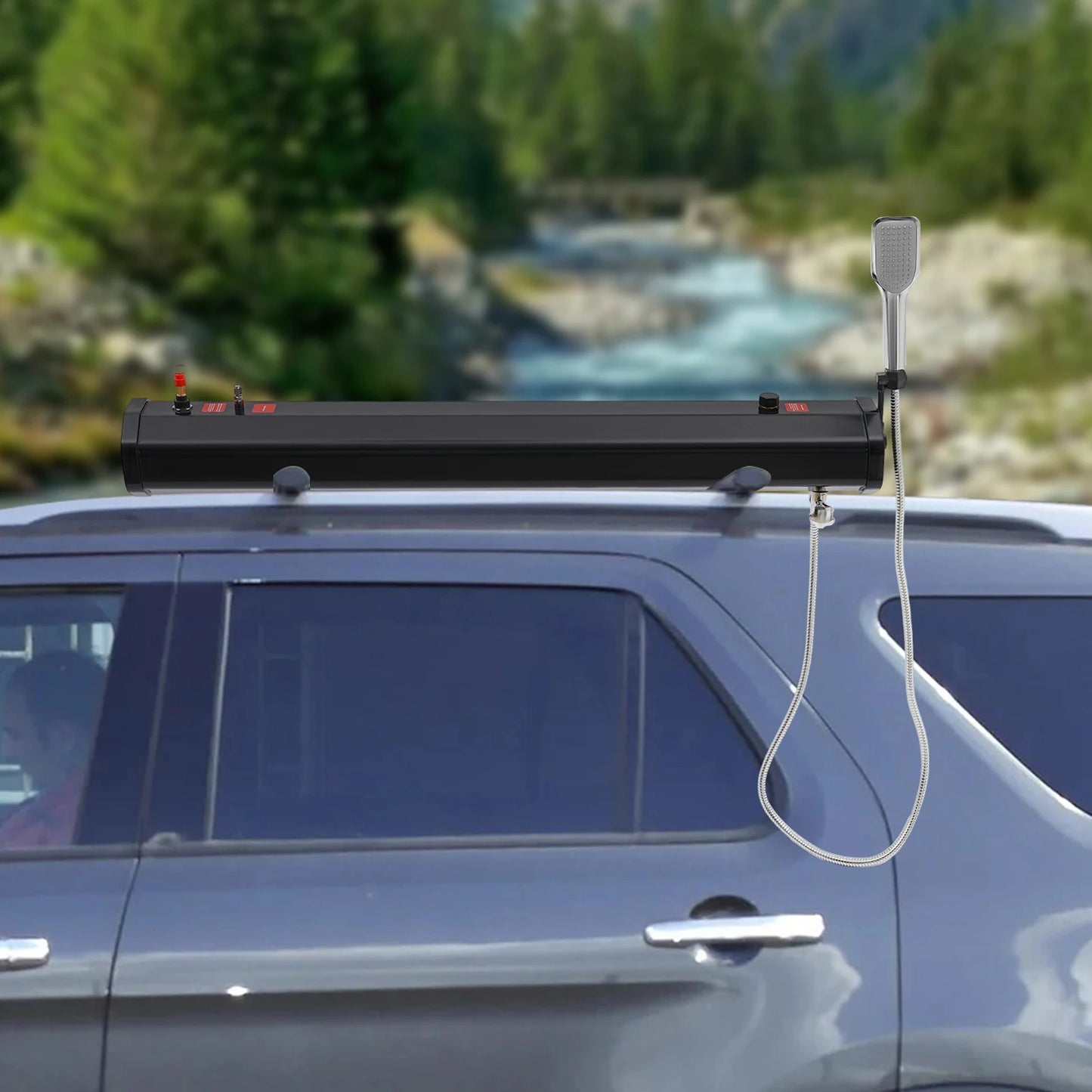 Outdoor 20L Capacity Activities Water Supply, Portable Roof Mount Water Tank Road Shower for Camping SUV Truck Car Washing
