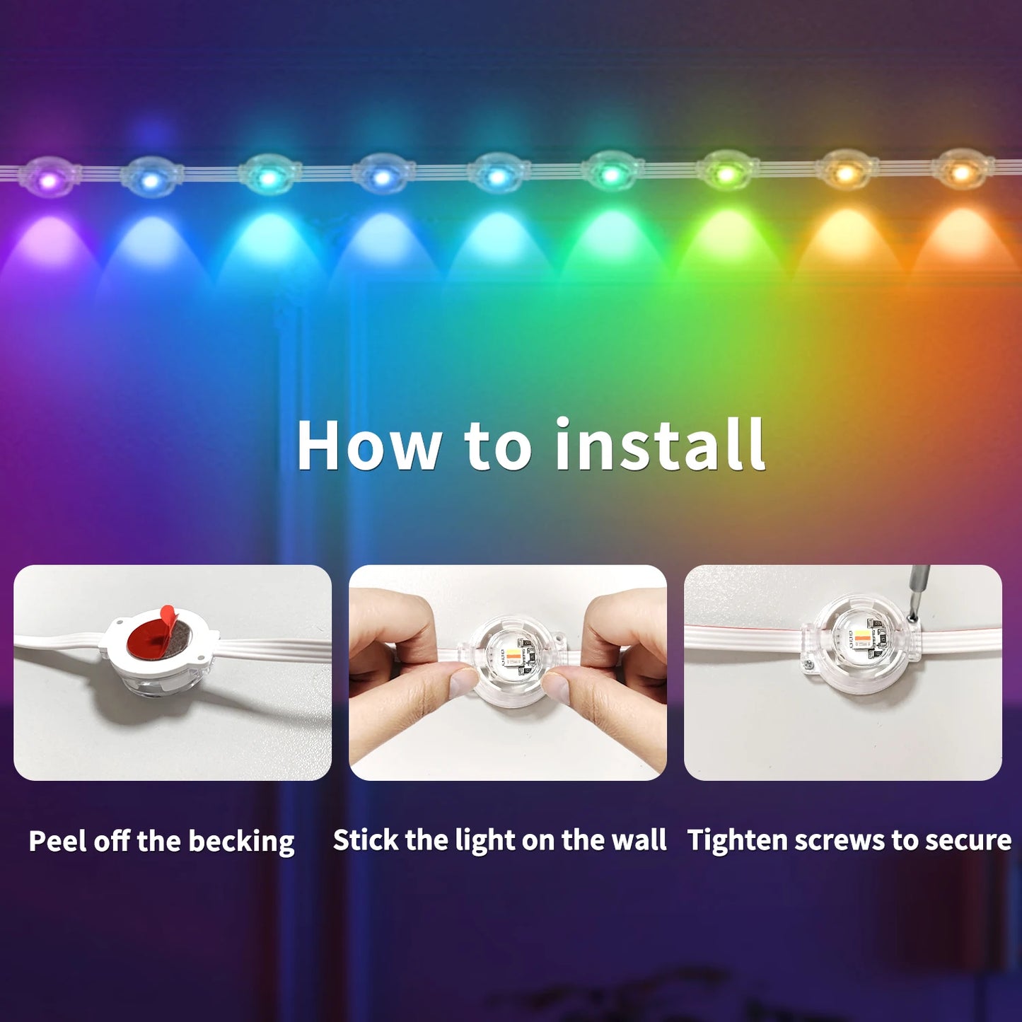 300ft Permanent Outdoor Light,RGB Eaves Lights with App Control Remote,DIY IP67 Waterproof Under Eave Lighting,Outside led Light