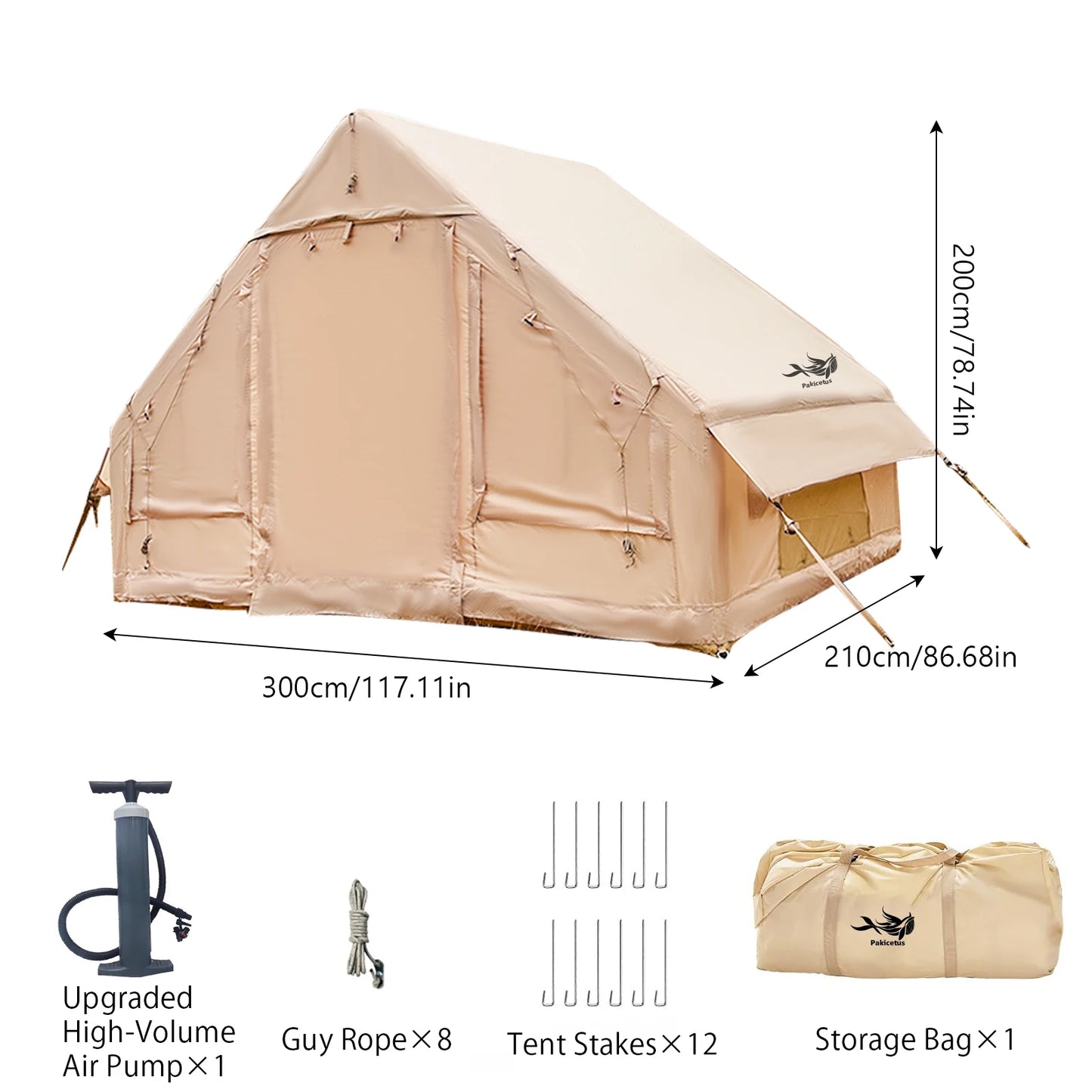 Pakicetus Inflatable Tent With Skylight Quick Setup Family Luxury Tent