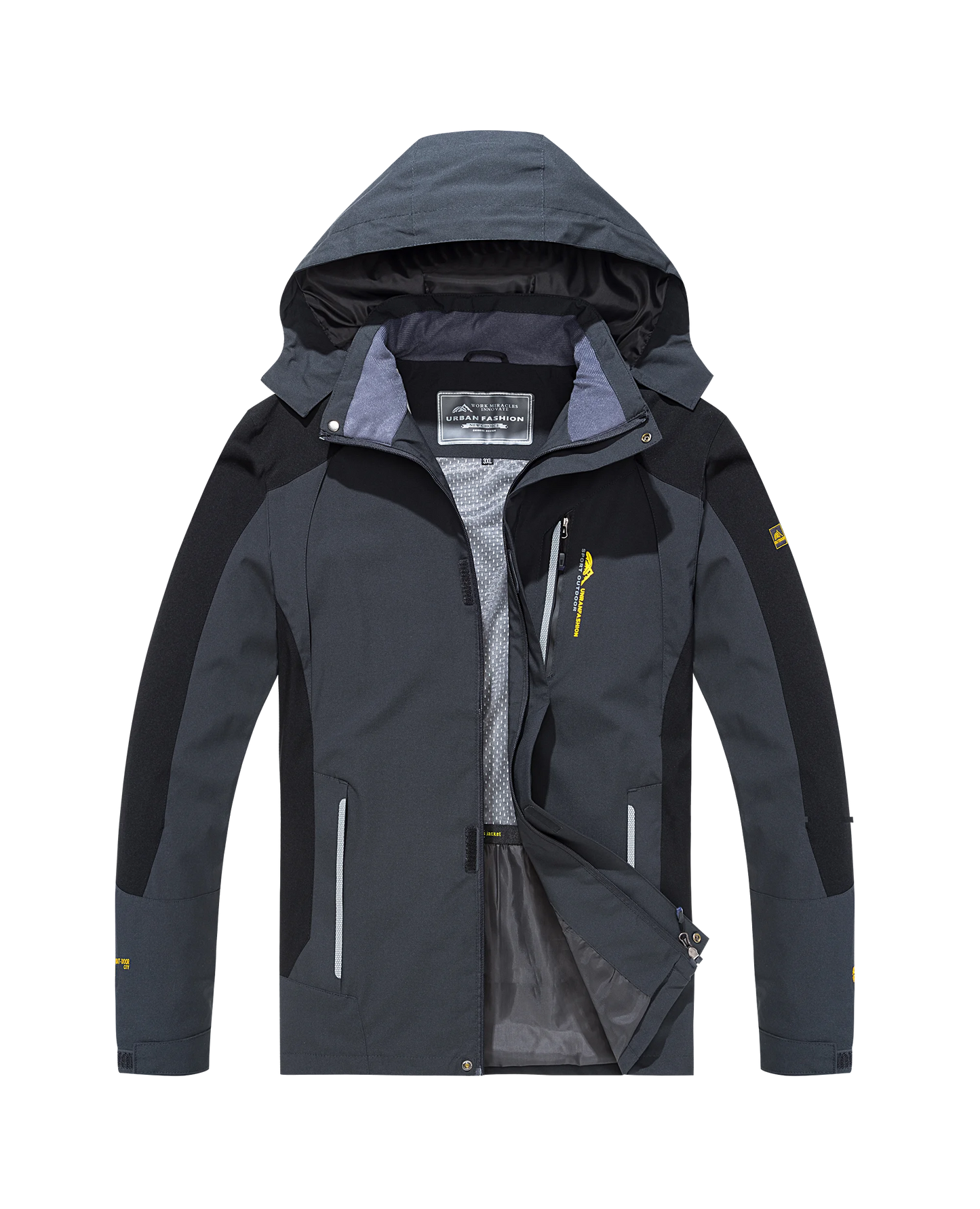 NONECN Men's Waterproof Hiking Jacket Windproof Outdoor Coat For Trekking