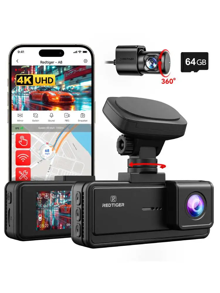 REDTIGER A8 4K Dual Dash Cam Front and Rear ADAS