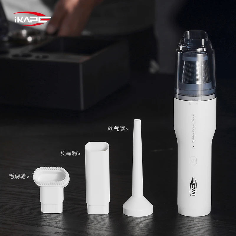 IKAPE Mini Vacuum Cleaner For Coffee Grounds Grinder Battery Barista Accessories Wireless Vacuum Cleaner For Car Handheld