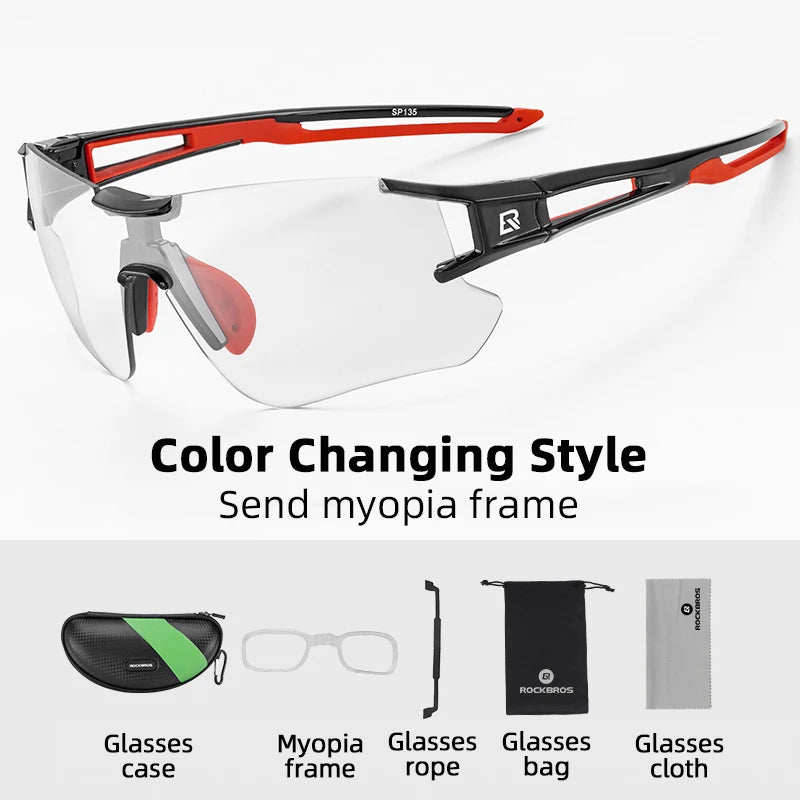 ROCKBROS Local Shipping Photochromic Cycling Sunglasses Eyewear UV400 Bicycle Glasses Outdoor Sports Bike Fishing Goggles