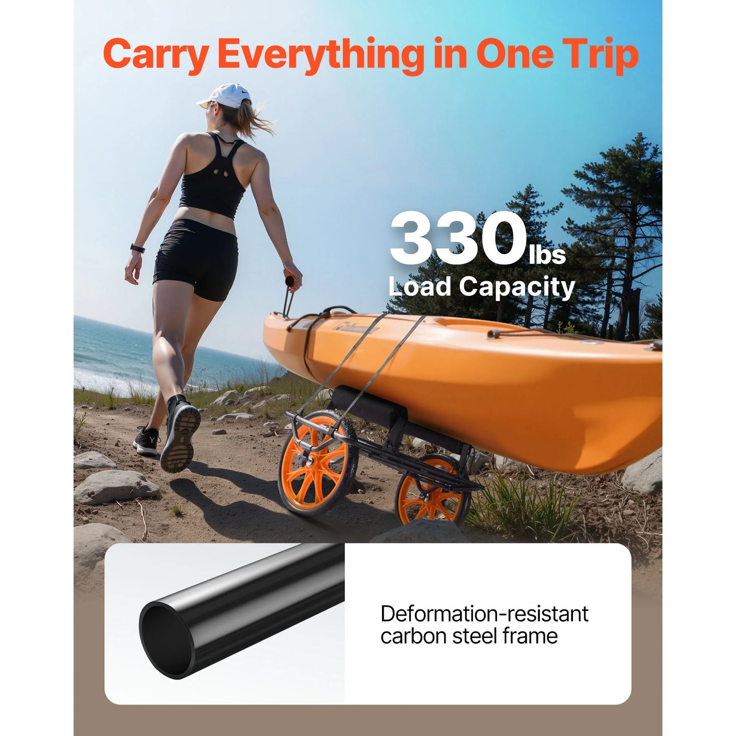 SucceBuy Kayak Cart And Paddle Board Trolley For Canoes 330Lbs