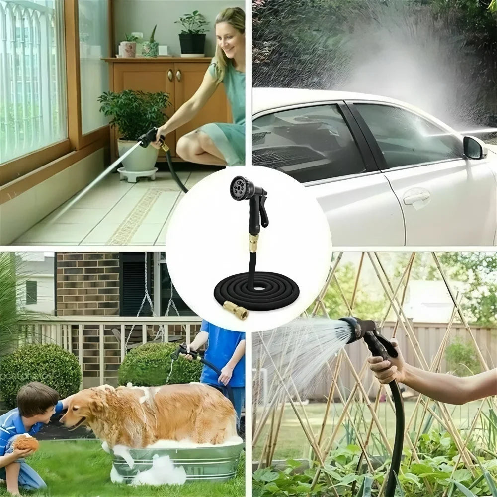 Expandable Garden Hose Kit Flexible Lightweight For Lawn Car Wash