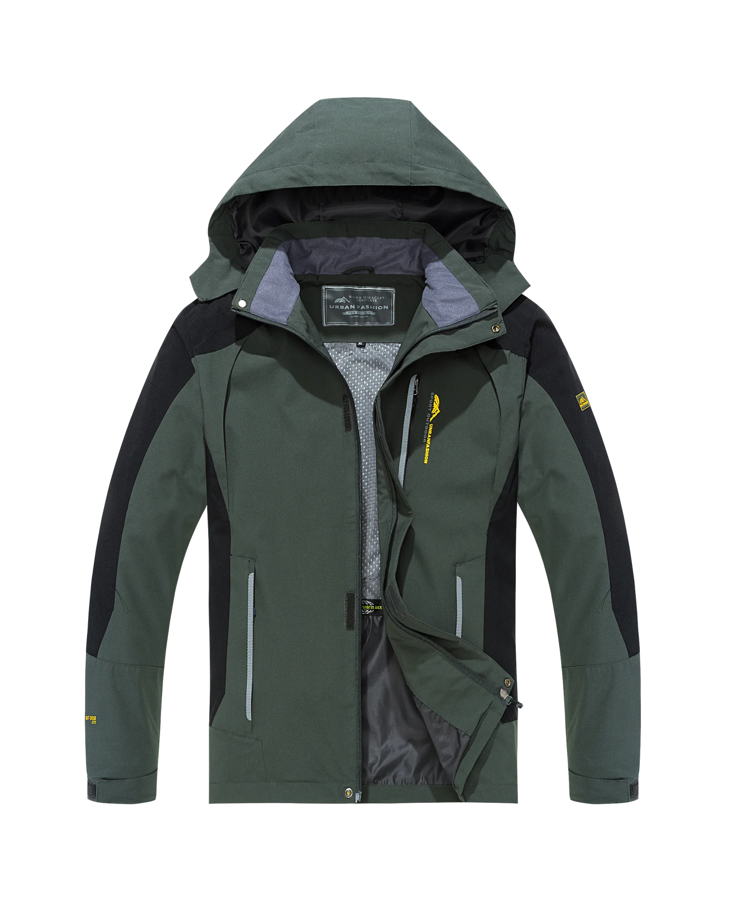 NONECN Men's Waterproof Hiking Jacket Windproof Outdoor Coat For Trekking