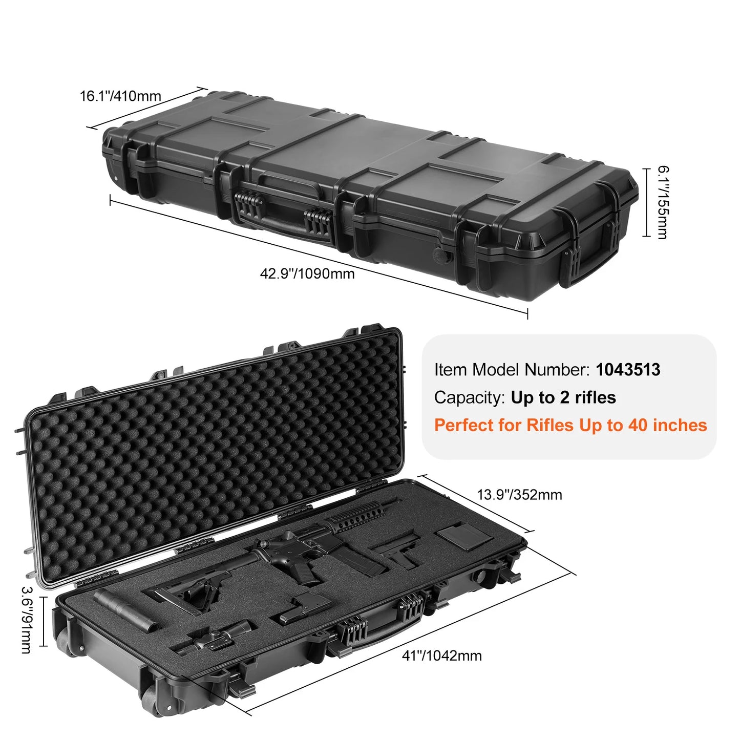 SucceBuy Hard Rifle Case With Casters For Long Guns