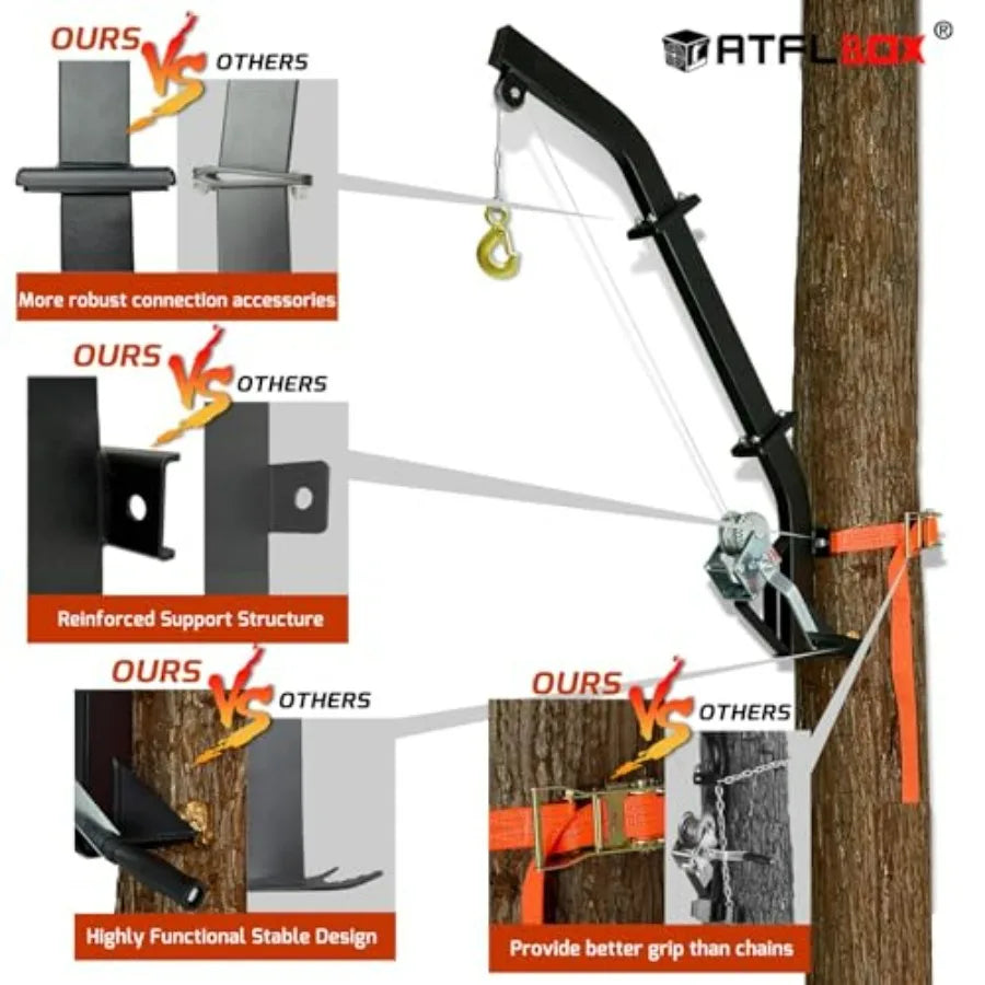 SHXI Tree Mounted Game Hoist With Winch 500LBS Ratchet Strap