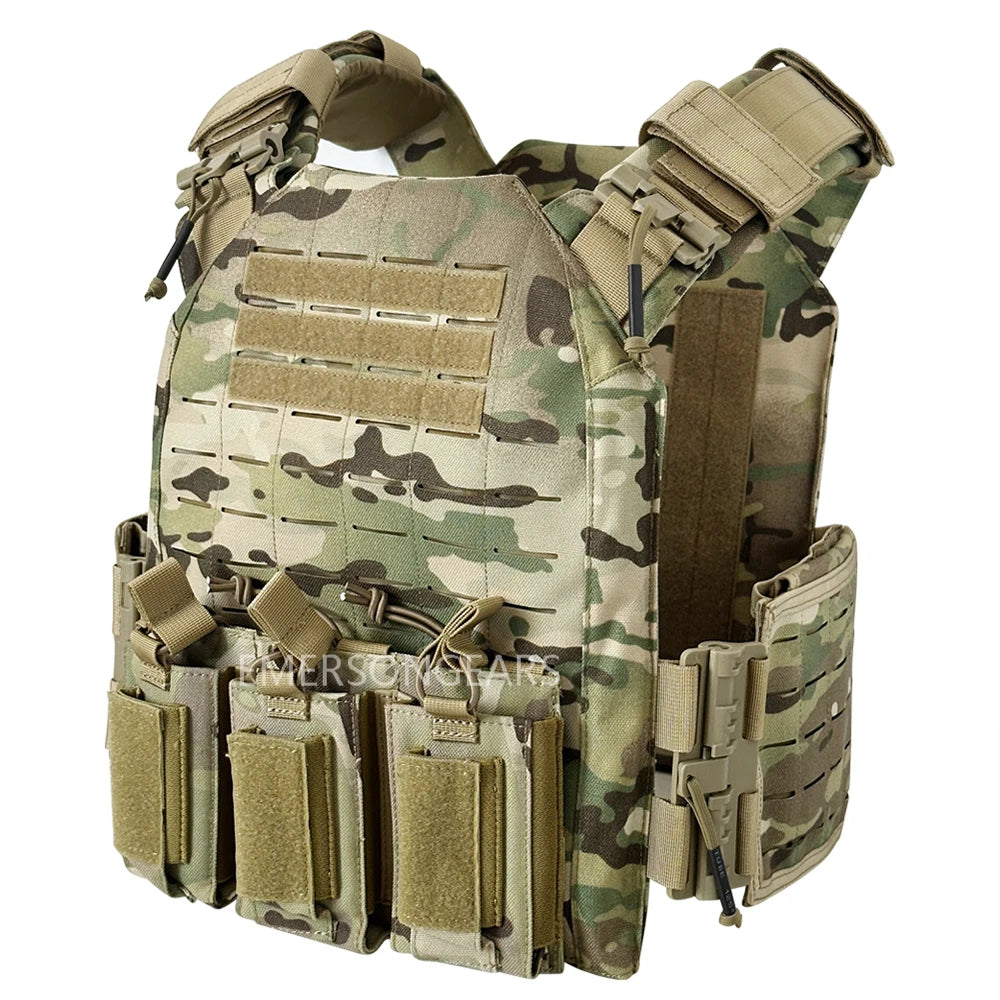 Nylon Tactical Vest With Quick Release And Triple Magazine Pouches