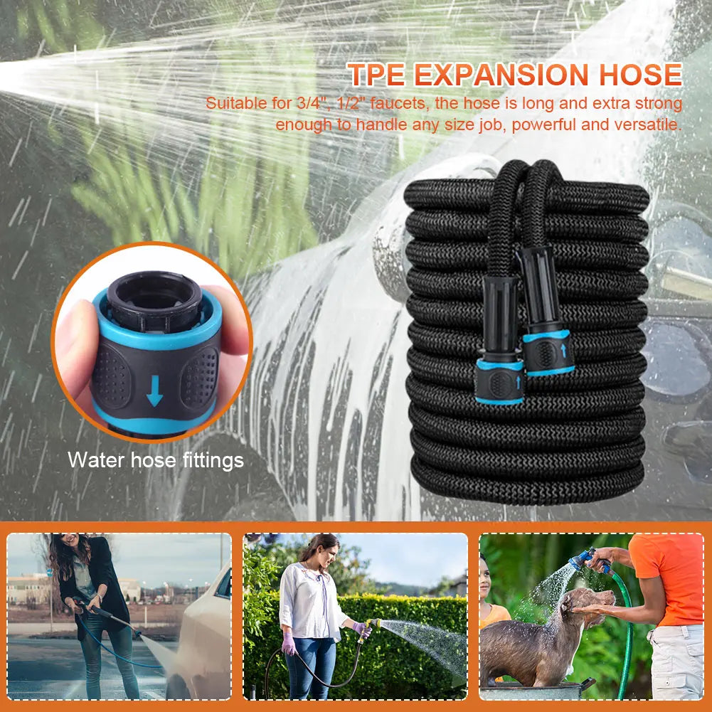 Expandable Flexible Water Hose With Spray Nozzle For Garden And Car Wash