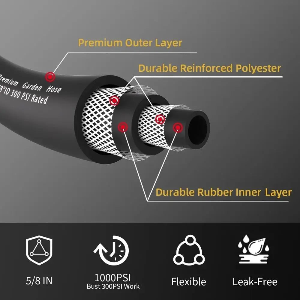 Heavy Duty Premium Garden Hose With Hybrid Rubber Swivel