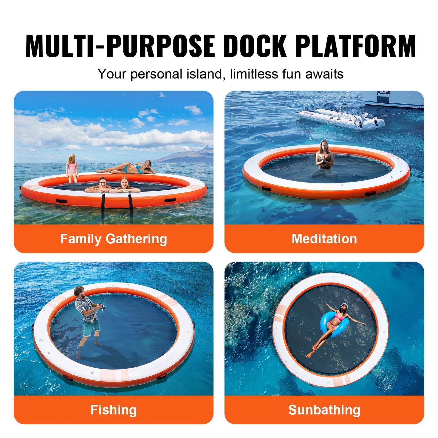 SucceBuy Inflatable Floating Dock Platform for Water Recreation