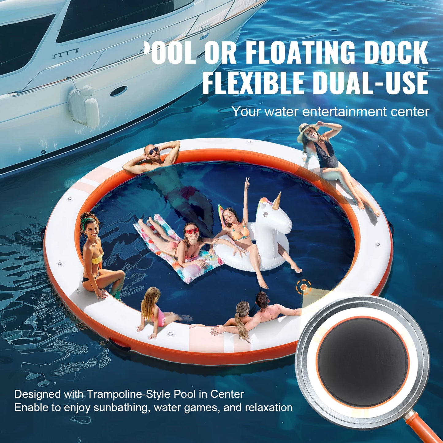 SucceBuy Inflatable Floating Dock Platform for Water Recreation