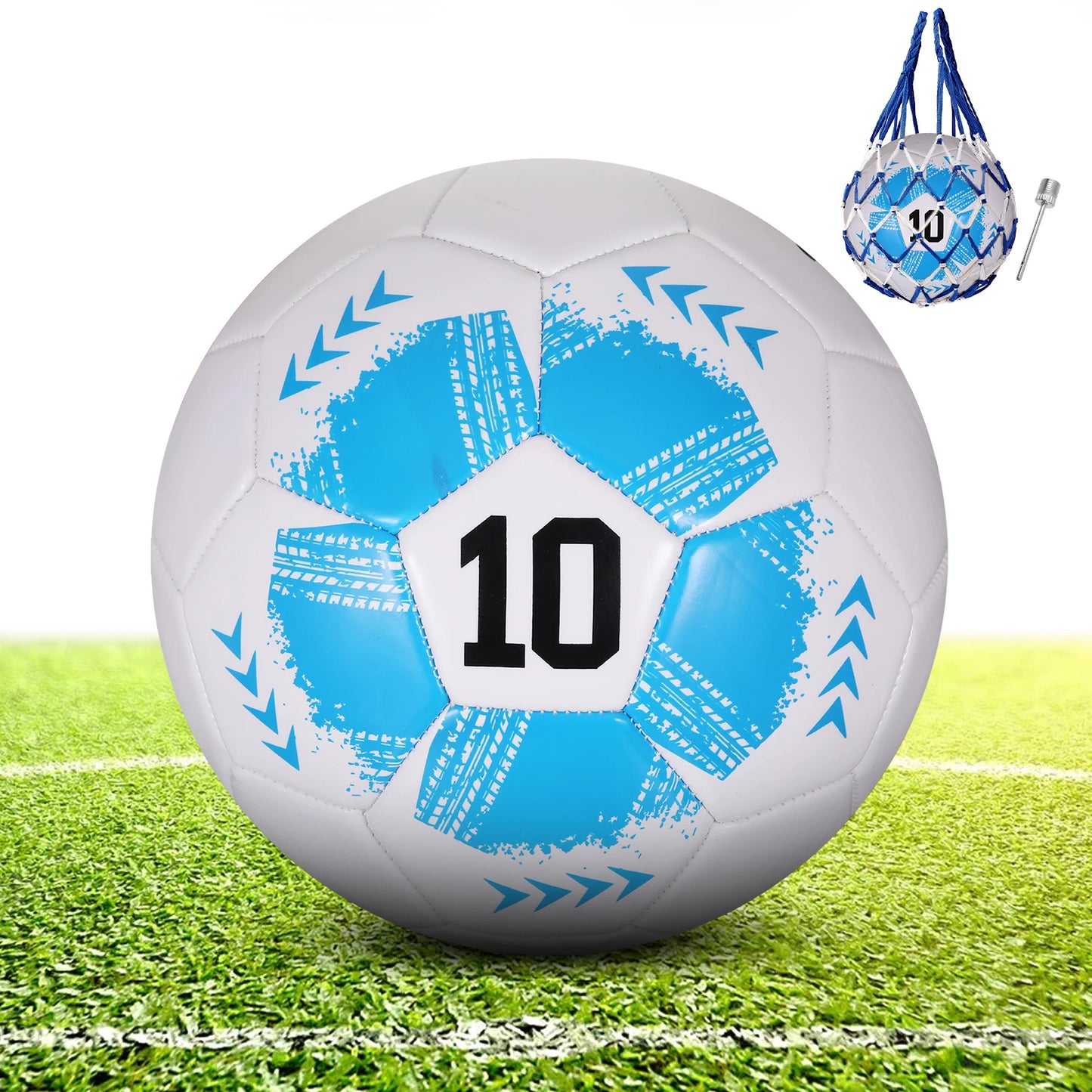 Unique Appearance Football Training PU Soccer Ball Four-layer And Proof Size 5 Machine-Stitched blue