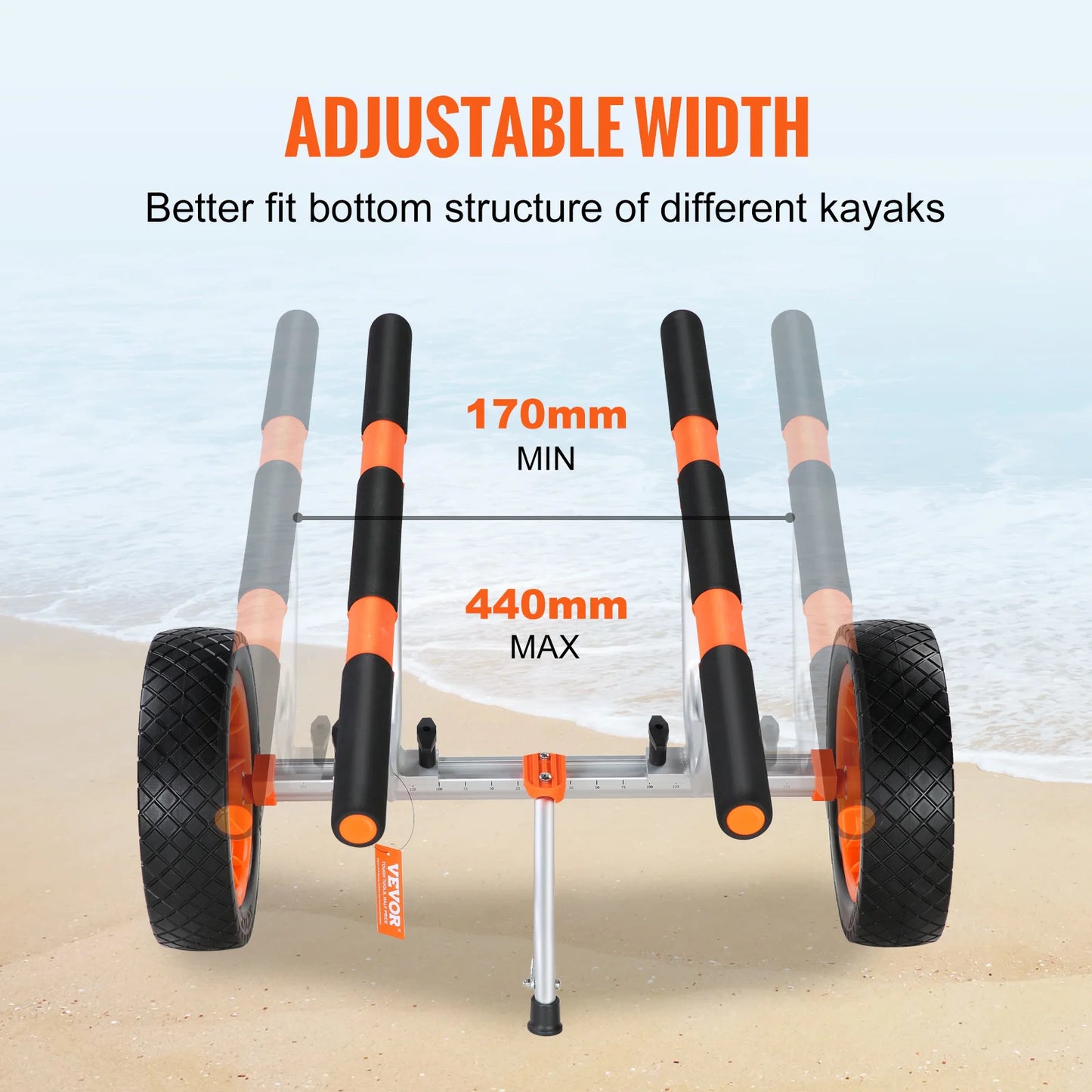Kayak Cart Detachable Canoe Trolley With Solid PU Tires Aluminum