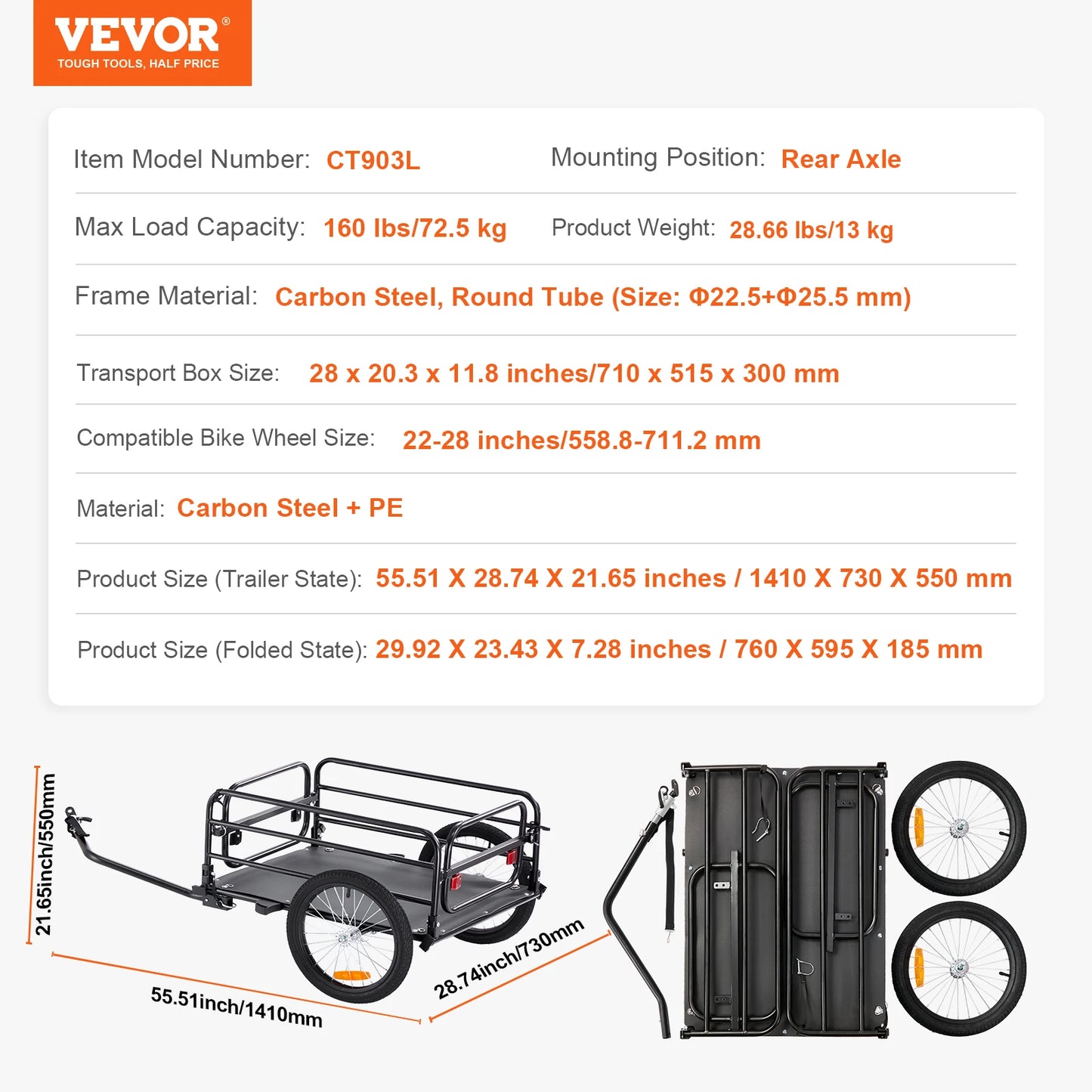 Bike Cargo Trailer Foldable Wagon Cart