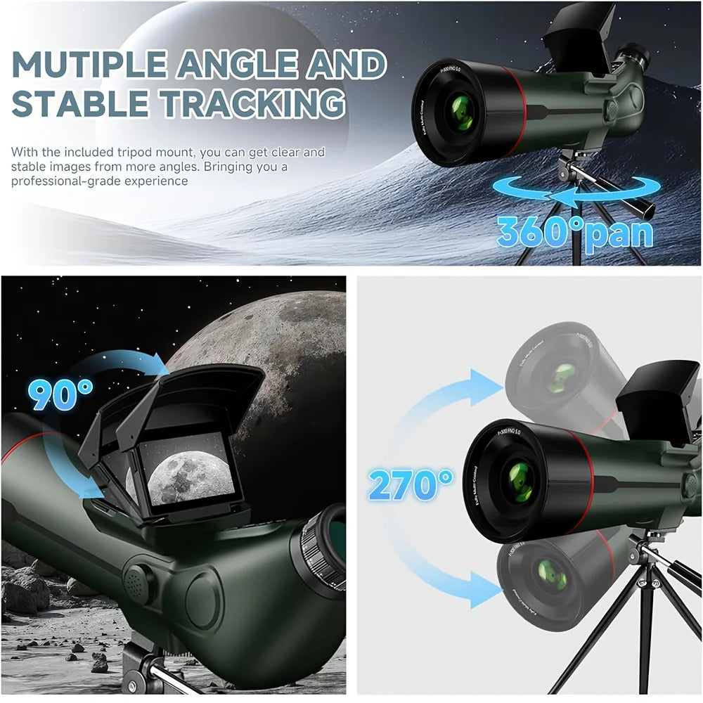 Hrvzdvw Digital Spotting Scope With Screen 4K AutoFocus Telescope
