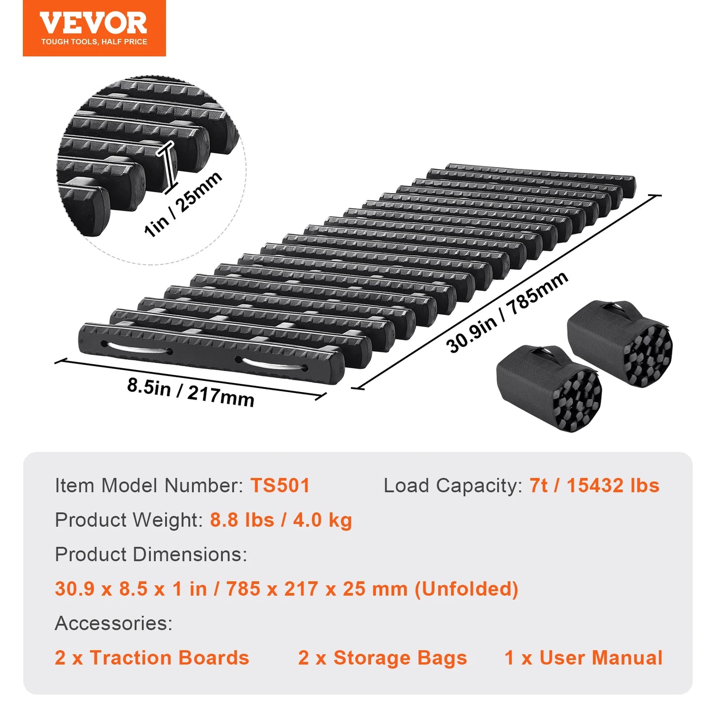 SucceBuy 10 TON Traction Boards with PP Material Recovery Boards for Off-road Vehicle Car Pickup SUV RV Pair Tire Traction Mats