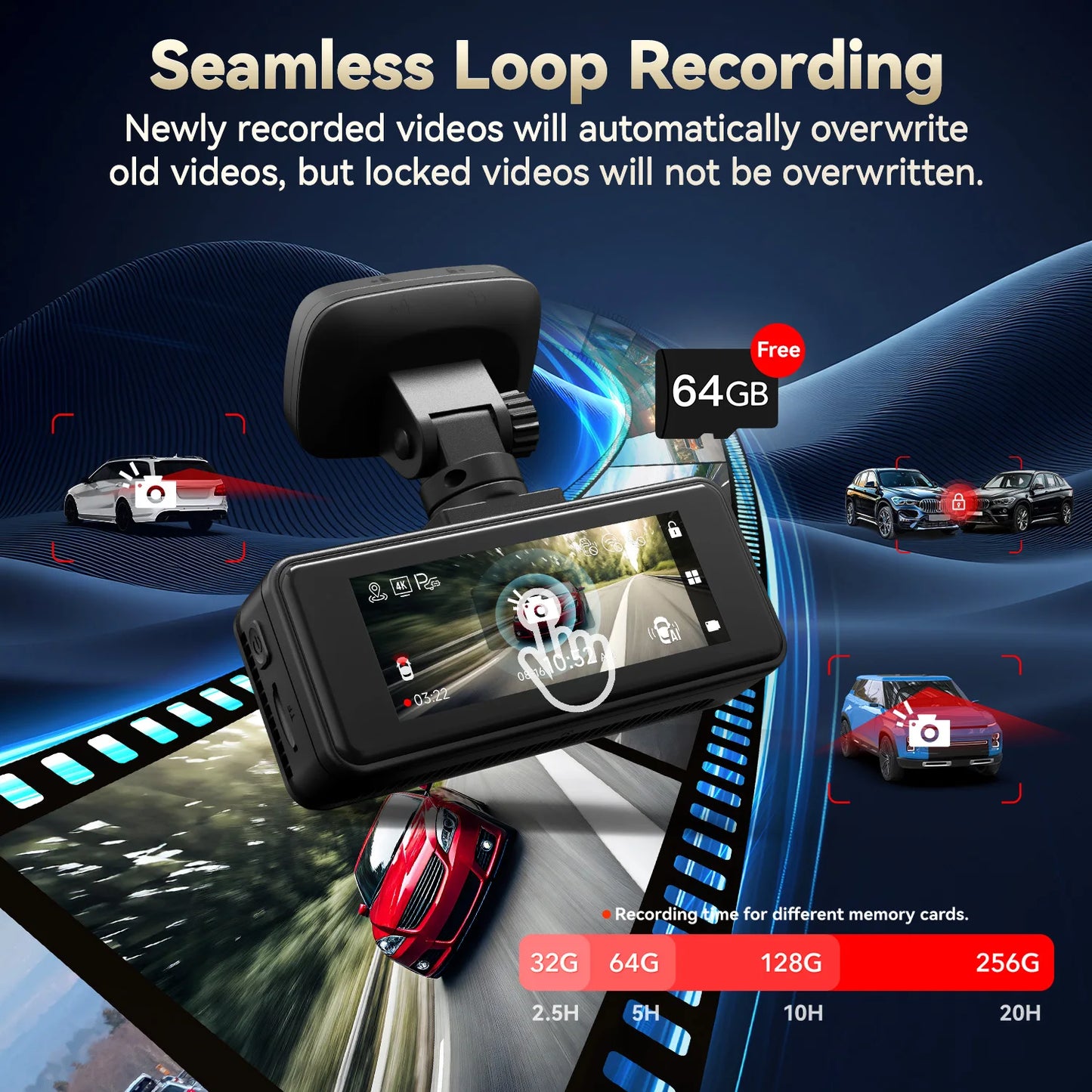 REDTIGER A8 4K Dual Dash Cam Front and Rear ADAS