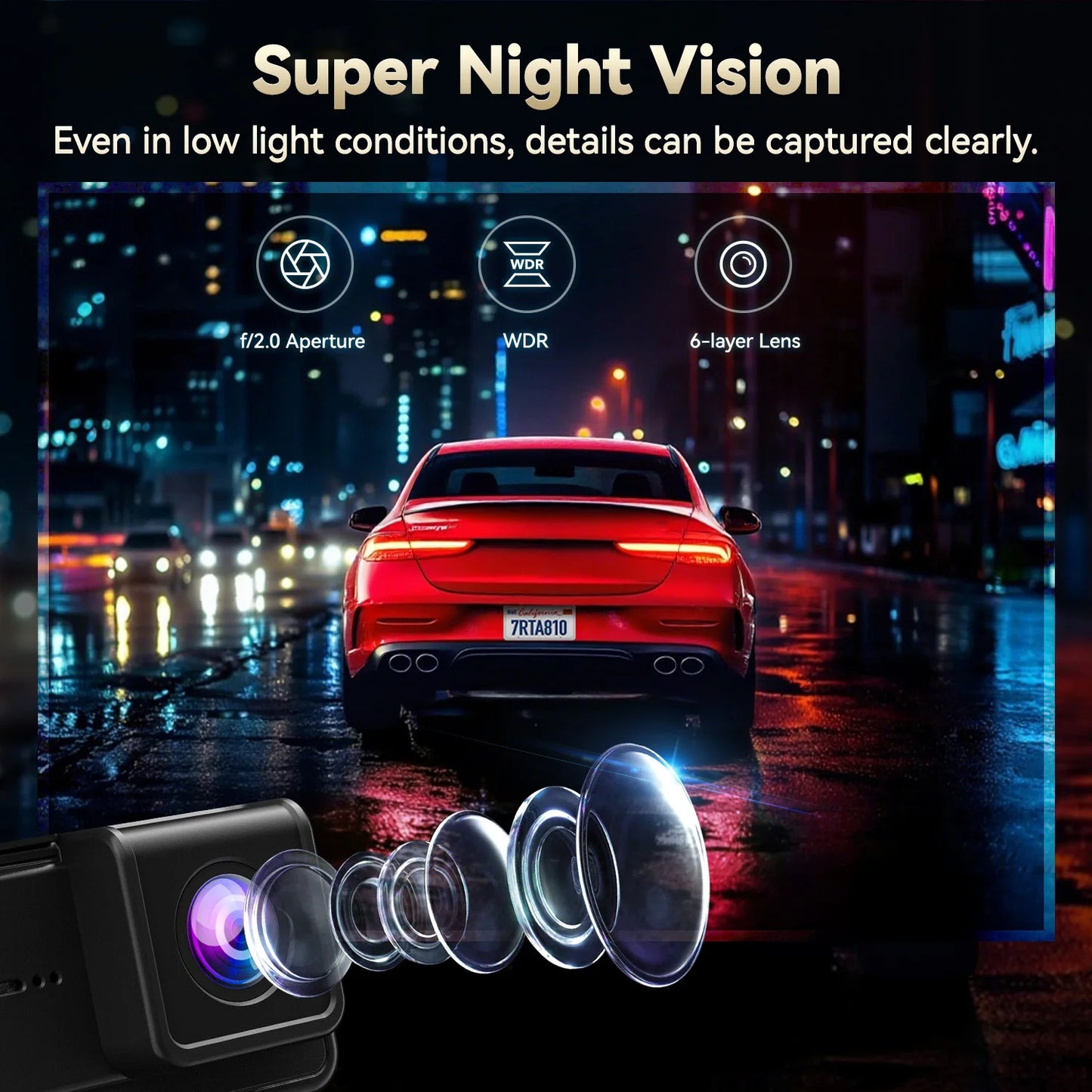 REDTIGER A8 4K Dual Dash Cam Front and Rear ADAS