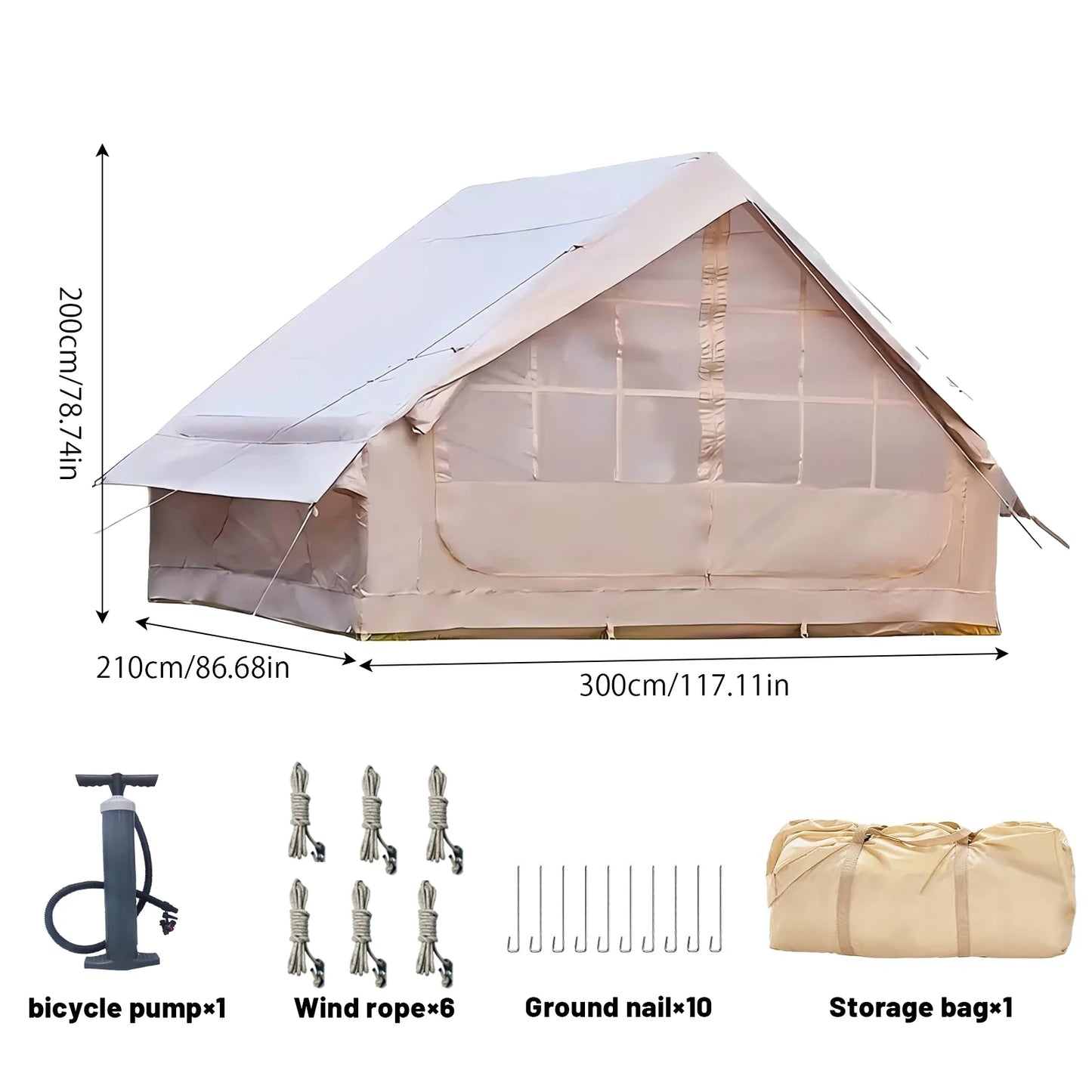 Pakicetus Inflatable Tent With Skylight Quick Setup Family Luxury Tent