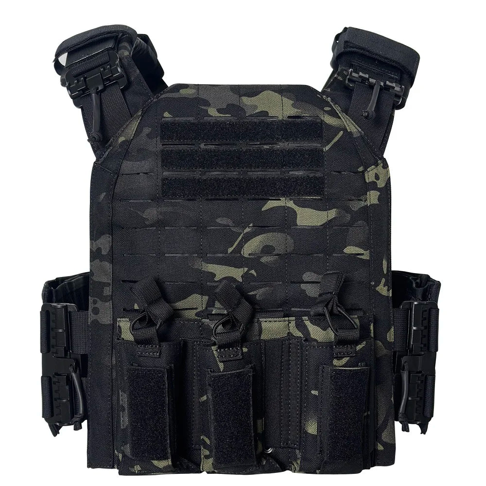 Nylon Tactical Vest With Quick Release And Triple Magazine Pouches