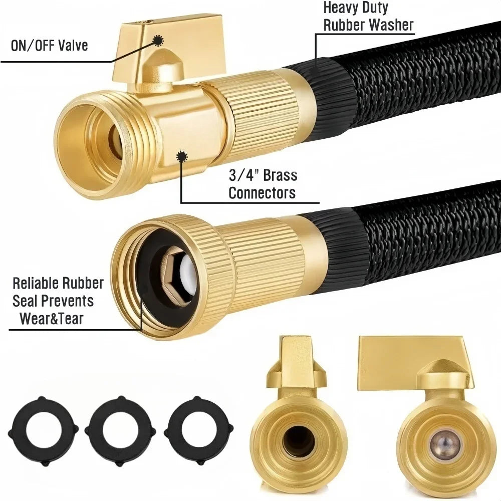 Expandable Garden Hose Kit Flexible Lightweight For Lawn Car Wash