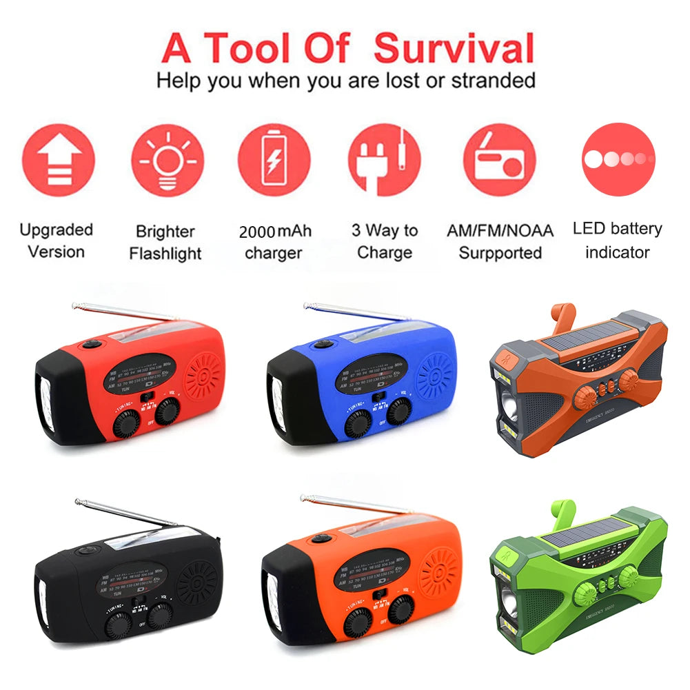 ALLOYSEED Dual Speaker Emergency Hand Crank Weather Radio