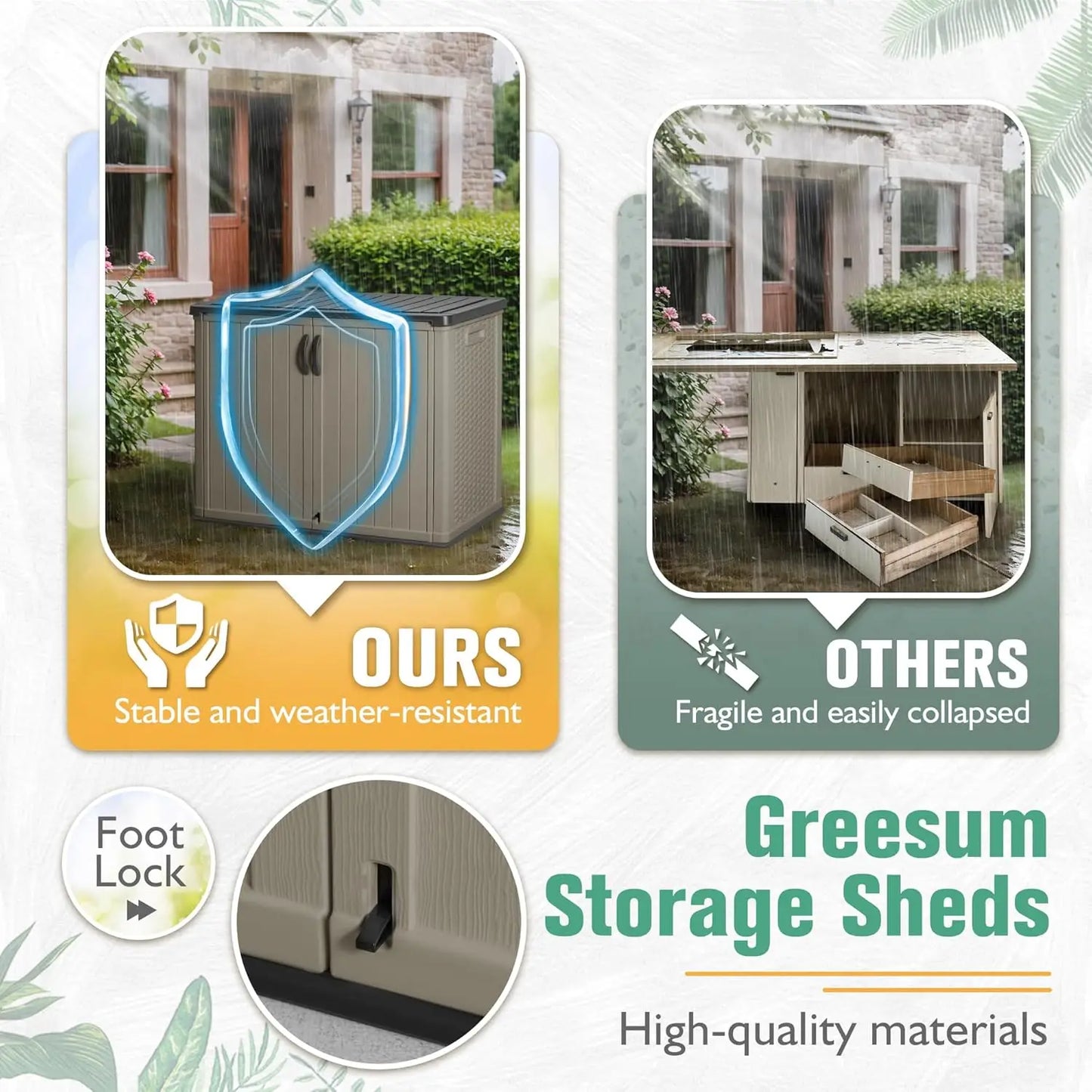 27 Cu.ft Outdoor Storage Box, Weather Resistant Resin, Easy Assembly, Beige