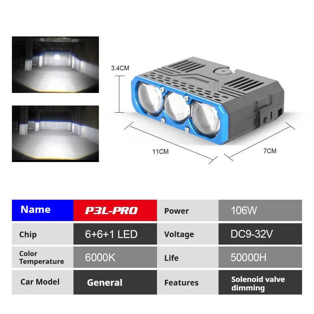 Three Direct LED Work Light Spotlight Off Road 6000K