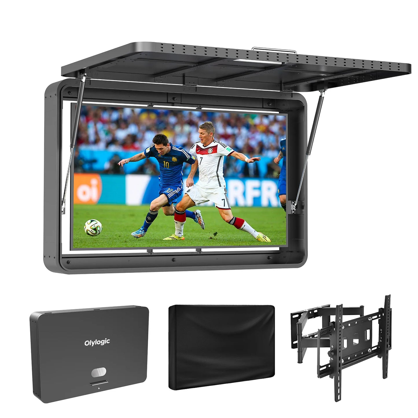US Stock 55" Metal Outdoor TV Enclosure Weatherproof IP65 Shield Box Full Motion Pull-Out Bracket Included for Outside Patio