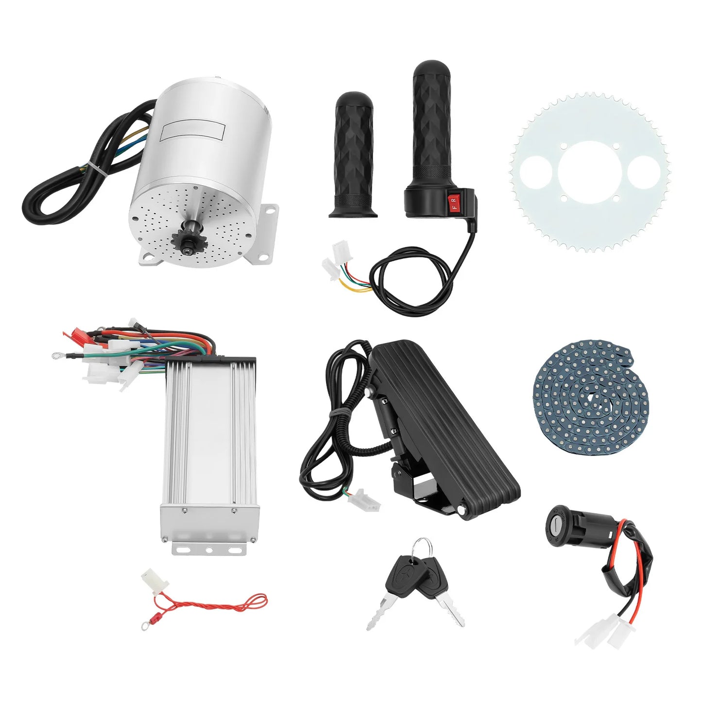 48-72V 3KW Brushless Motor Kit Silver Motor Conversion Electric Motorcycle Kart Motor DIY Kit for Scooters, Electric Motorcycle