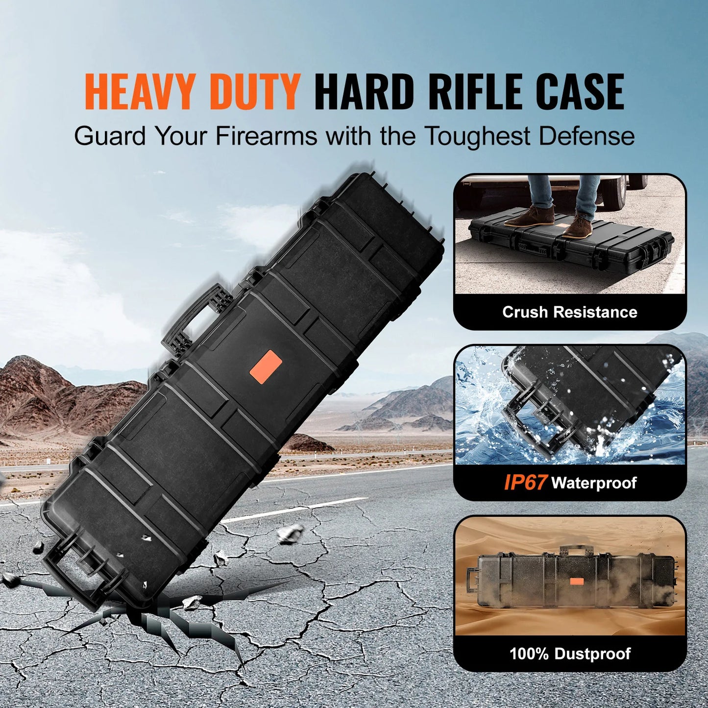 SucceBuy Hard Rifle Case With Casters For Long Guns