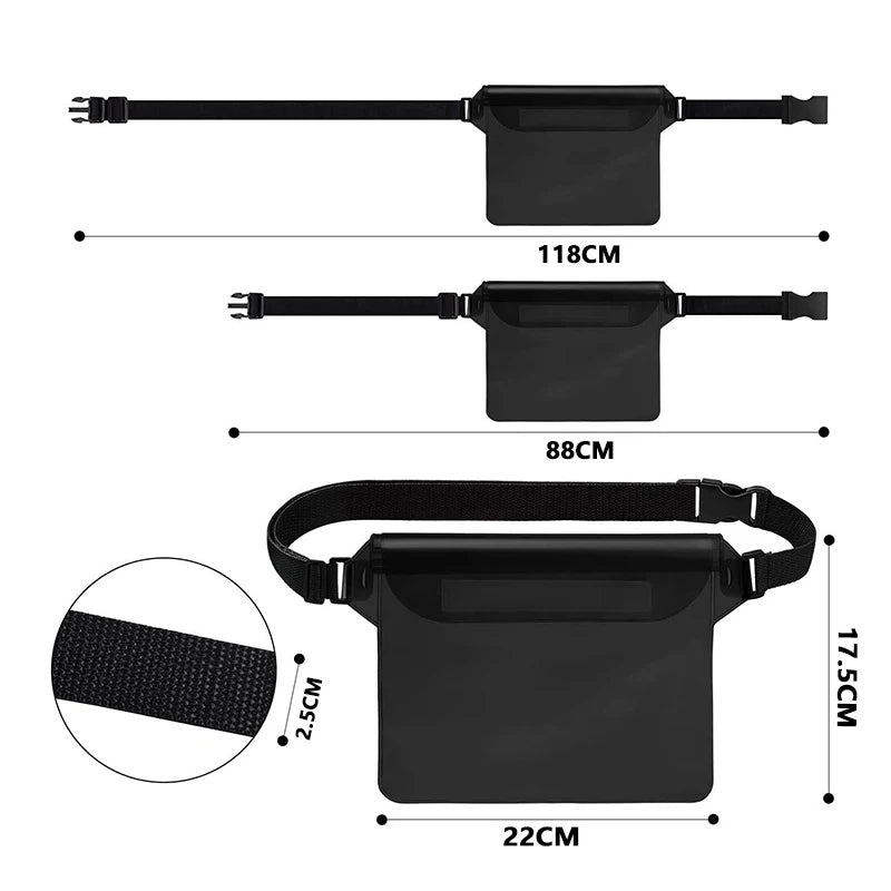 Waterproof Phone Pouch Portable Diving Waist Pack Adjustable Waist Strap Dry Bag for Beach Swimming Kayaking Boating Fishing