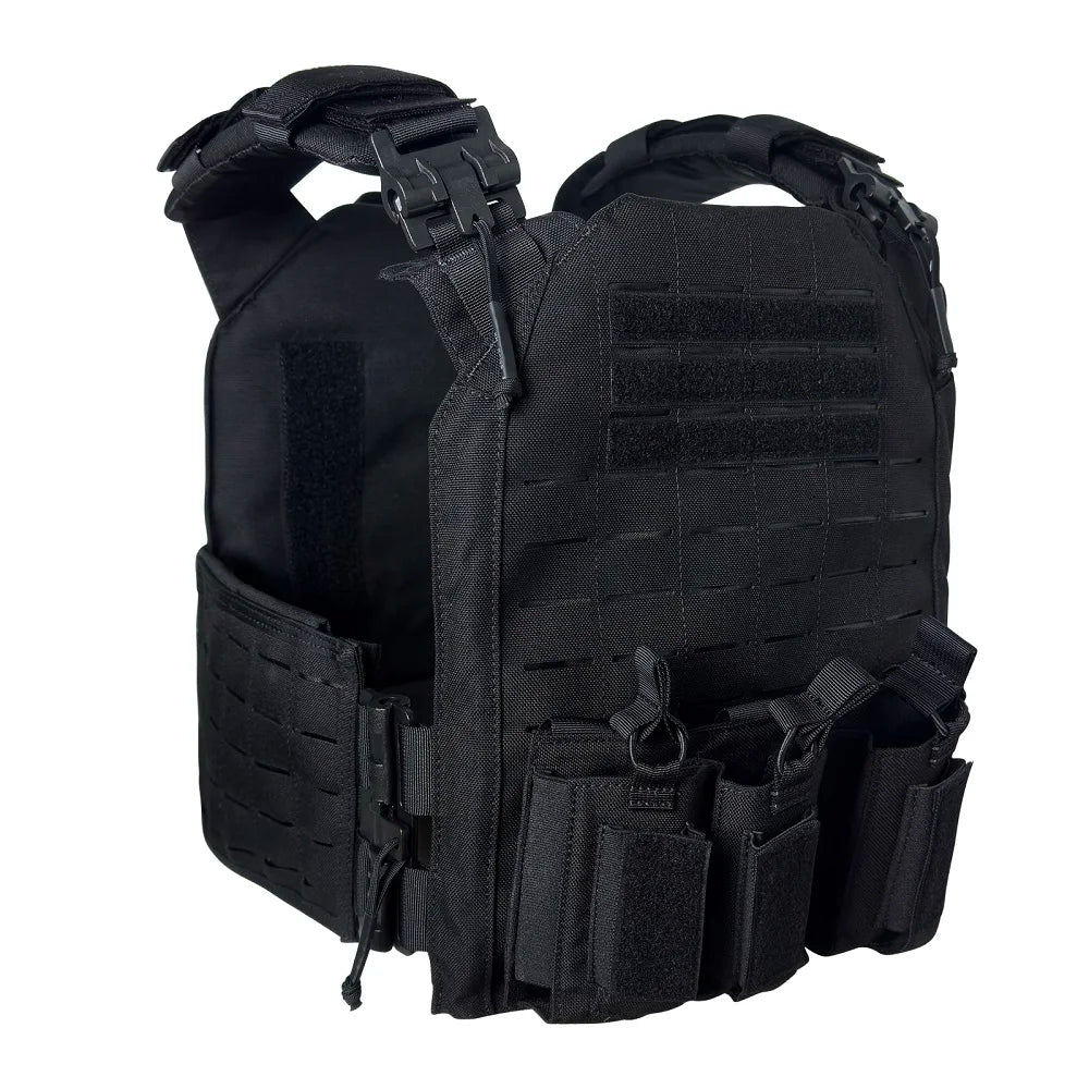 Nylon Tactical Vest With Quick Release And Triple Magazine Pouches