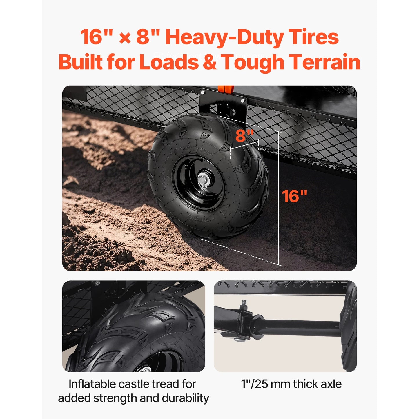 SucceBuy Garden Utility Trailer 22Cu.Ft.&1600lbs ATV UTV Trailer Tow Behind Steel Dump Removable Rear Panel Heavy Duty Trailers