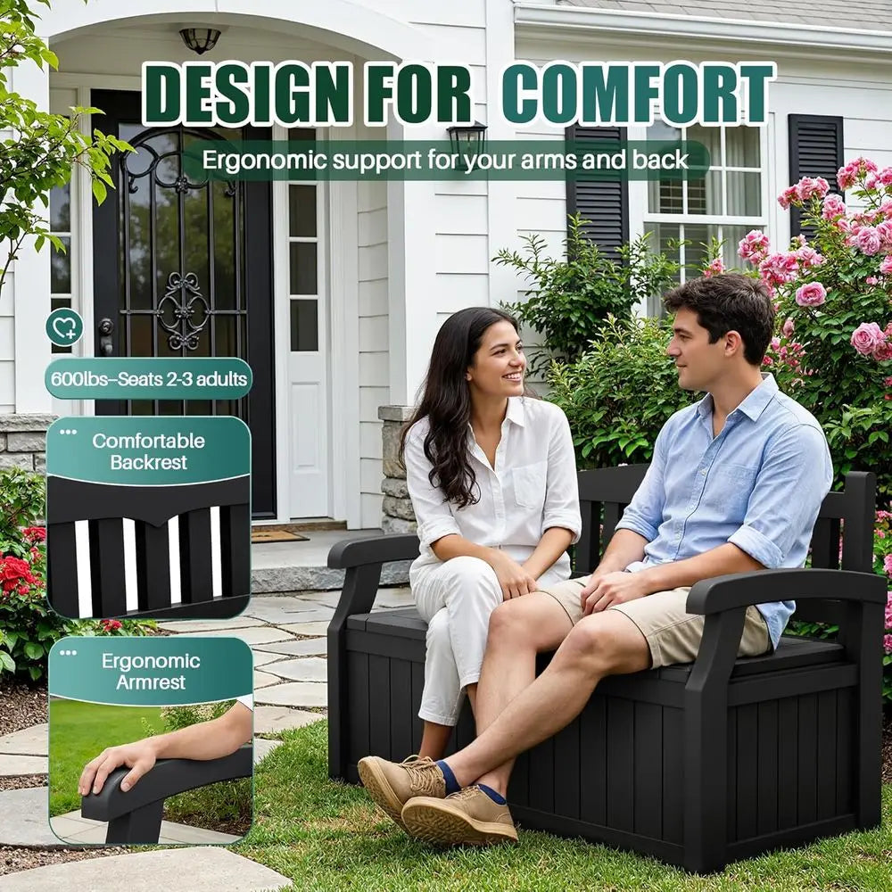 Devoko 80 Gallon Storage Bench Deck Box Lockable or Patio urniture, Garden Decor and Outdoor Seating or Cushions, Garden Tools a