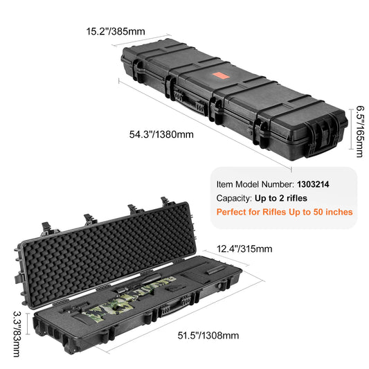SucceBuy Shockproof Hard Rifle Case With Dual Wheels And Locks