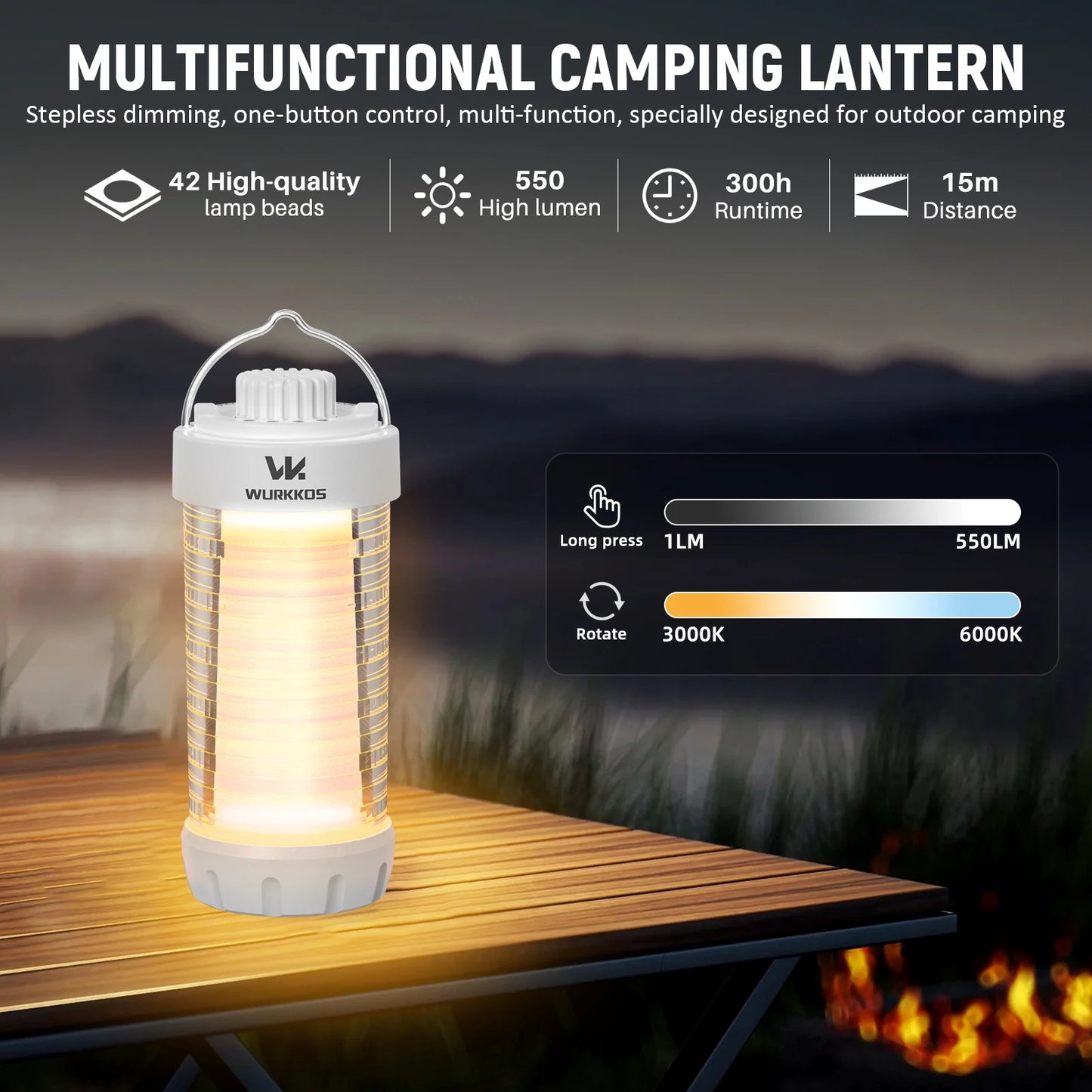Wurkkos CL01 Rechargeable RGB LED Lantern Power Bank