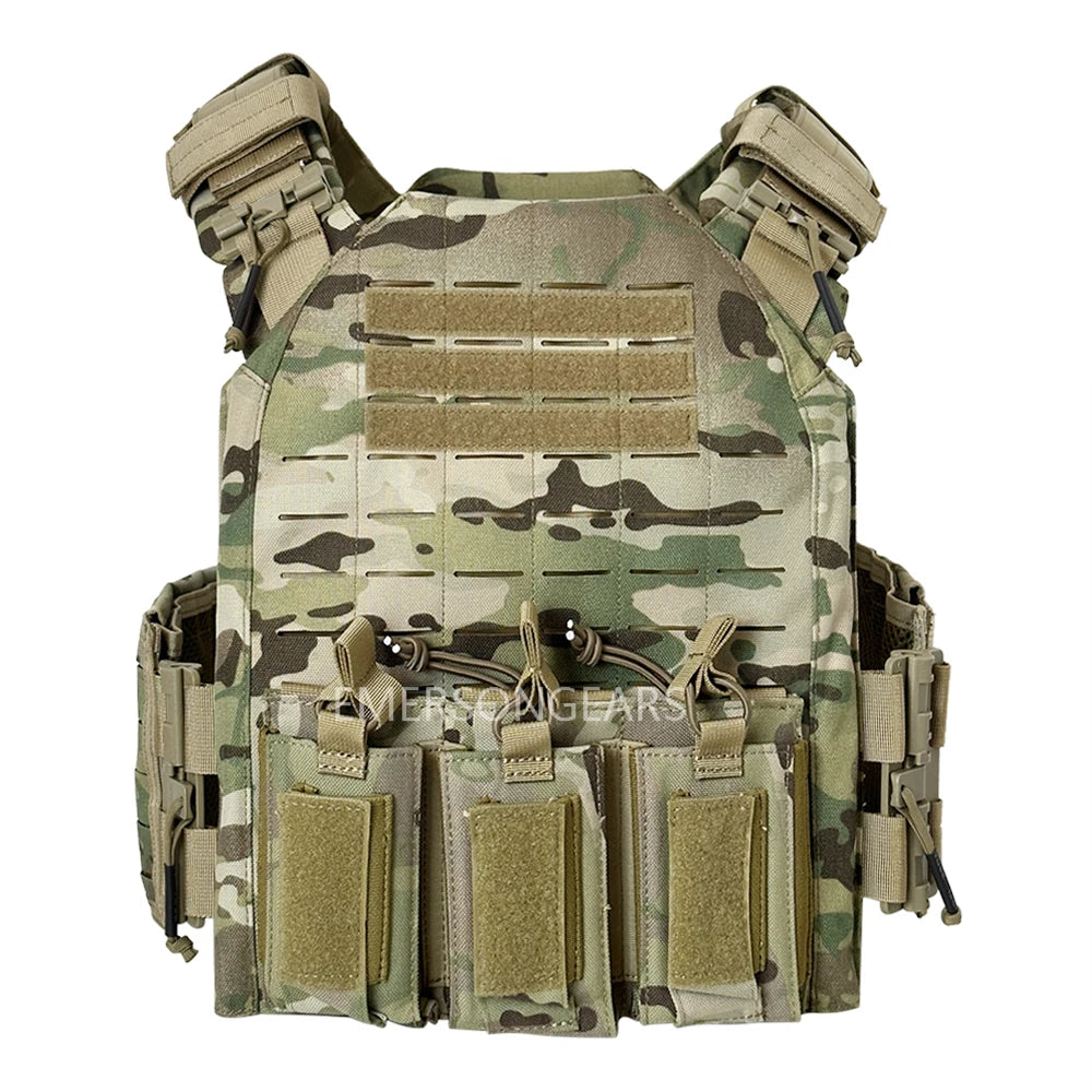 Nylon Tactical Vest With Quick Release And Triple Magazine Pouches