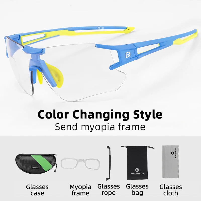ROCKBROS Local Shipping Photochromic Cycling Sunglasses Eyewear UV400 Bicycle Glasses Outdoor Sports Bike Fishing Goggles