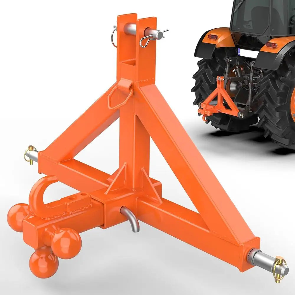 2 Trailer Hitch Receiver and Towing Ball Hitch with Hook Heavy Duty Tractor Drawbar 3 Pt Quick Hitch Attachment for Category 1 S