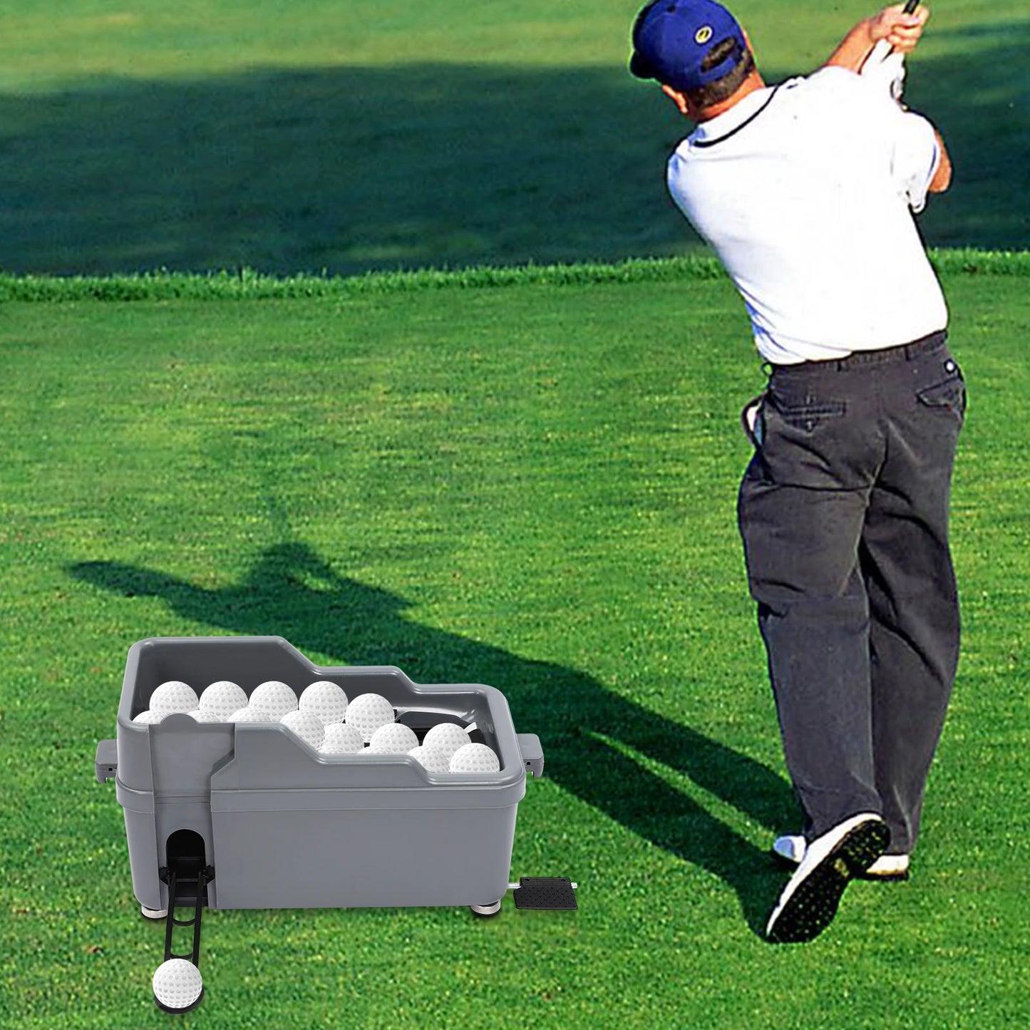 Semi-Automatic Golf Ball Dispenser, Capacity Foot Pedal Golf Tee Machine, Portable Golf Ball Feeder for Driving Range Practice, No Power Required