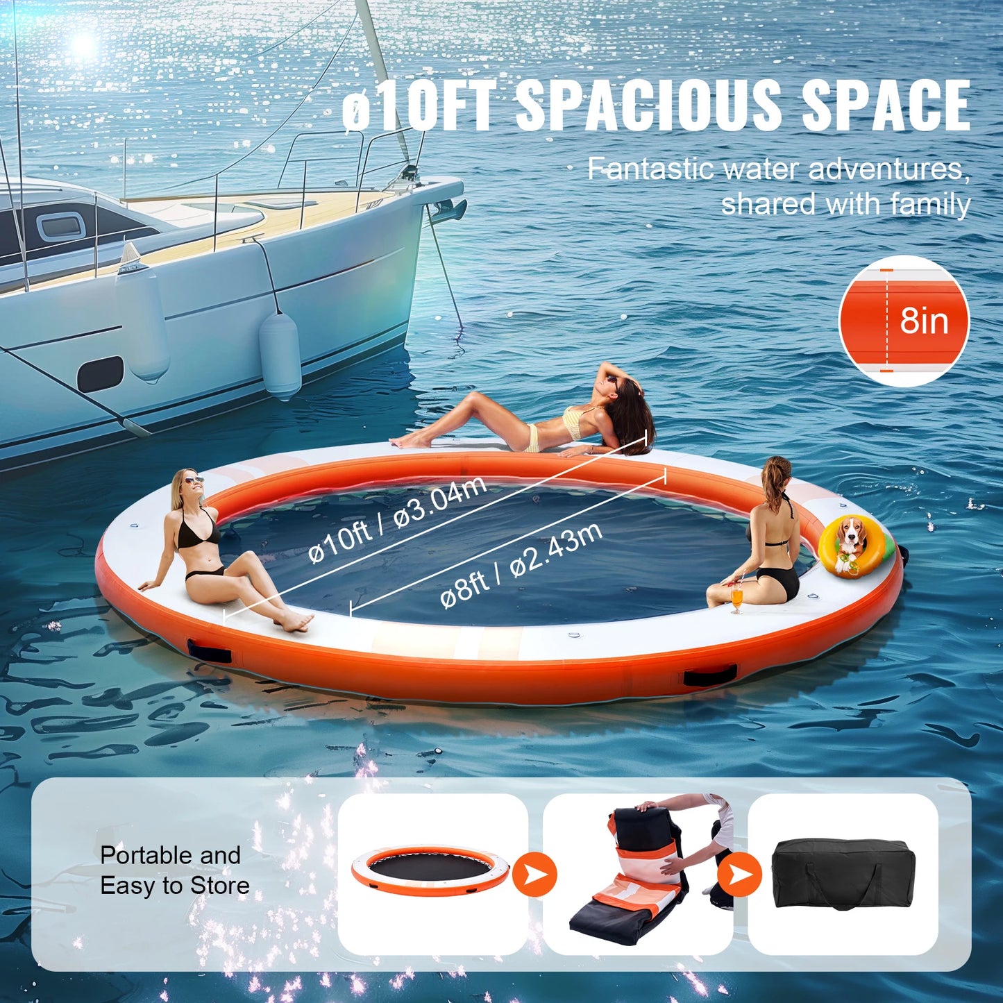 SucceBuy Inflatable Floating Dock Platform for Water Recreation