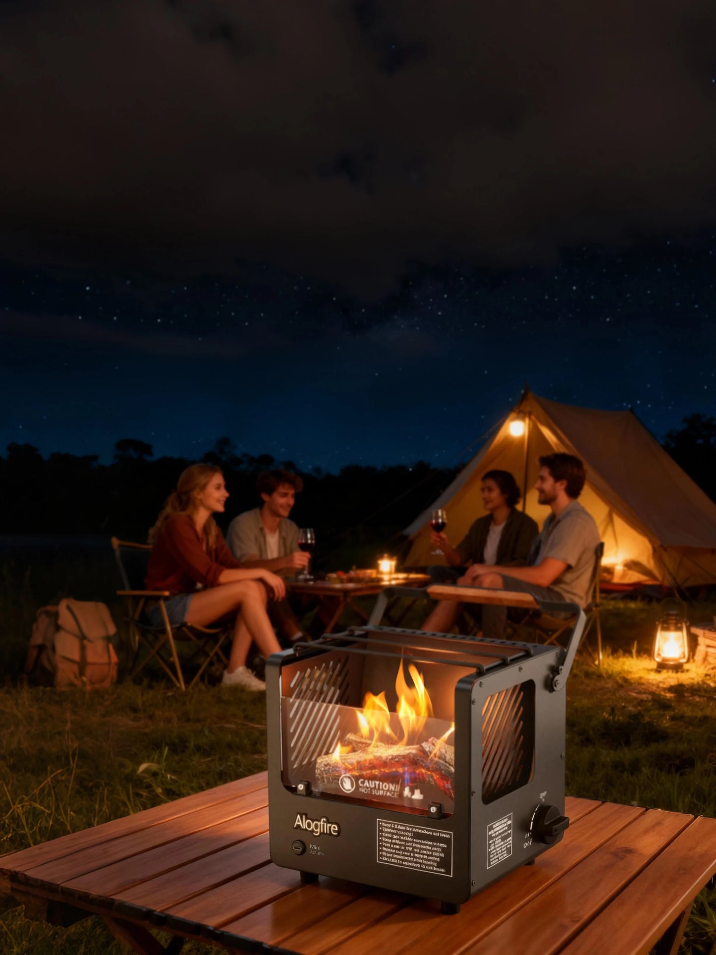 Alogfire 3-in-1 Mini Portable Gas Fire Pit, Real Flame, Outdoor Patio Heater, Camping Fireplace Stove for Warmth And Ambiance