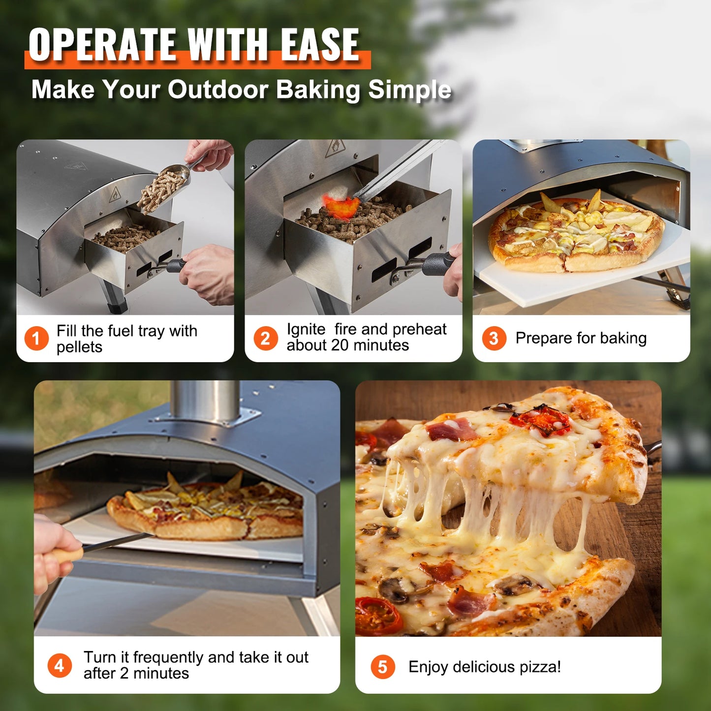 SucceBuy Portable Outdoor Charcoal Pizza Oven Grill