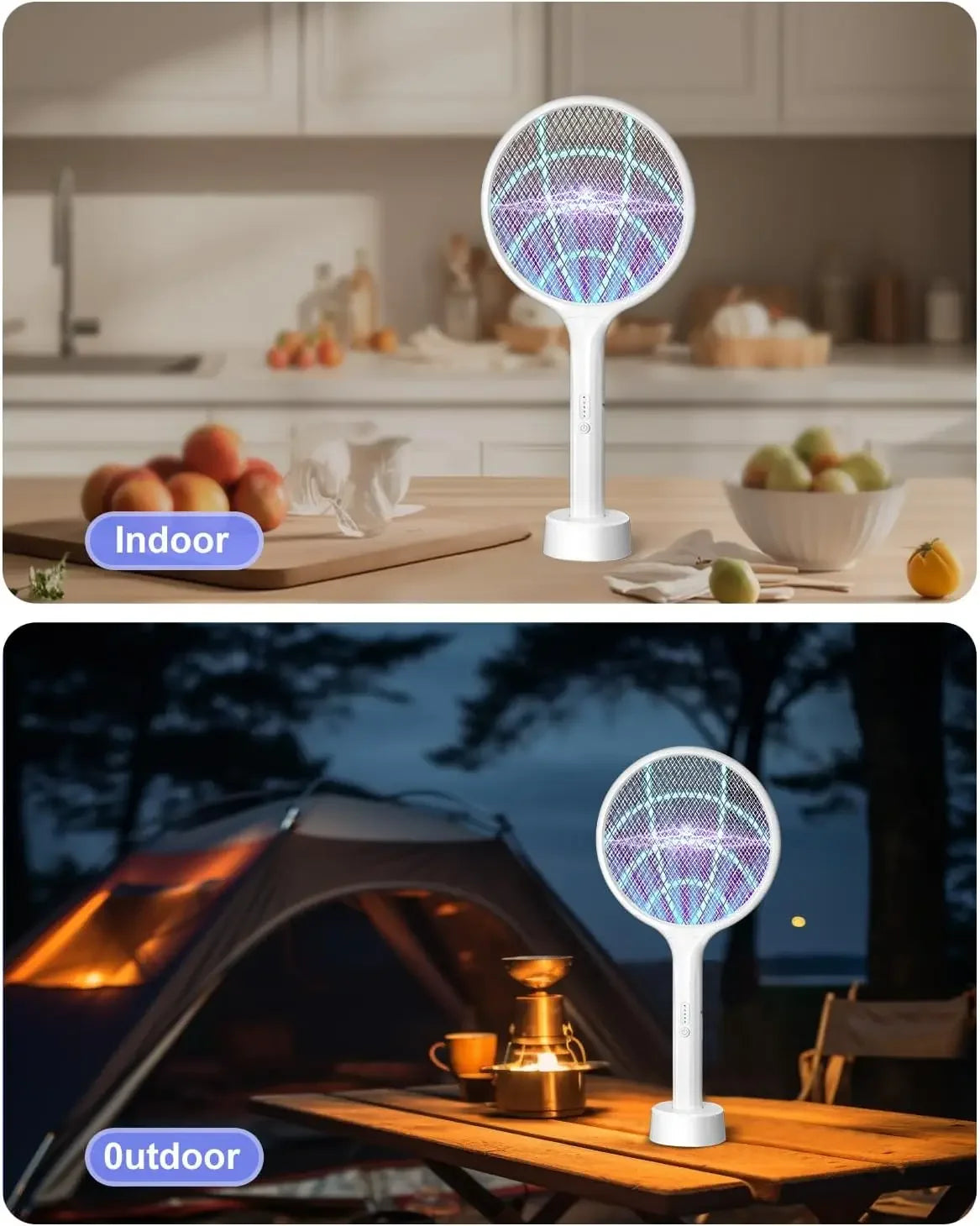 Two Pack Electric Fly Swatter Bug Zapper Racket