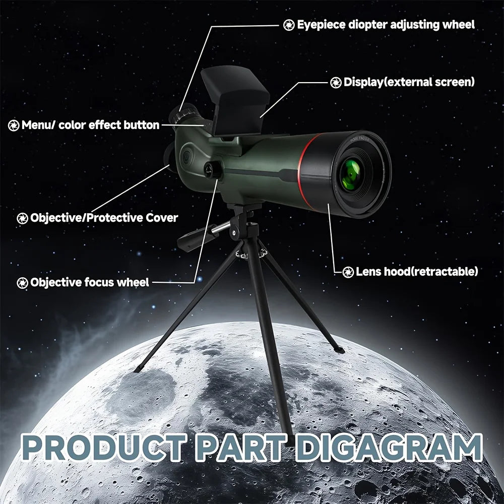 Hrvzdvw Digital Spotting Scope With Screen 4K AutoFocus Telescope
